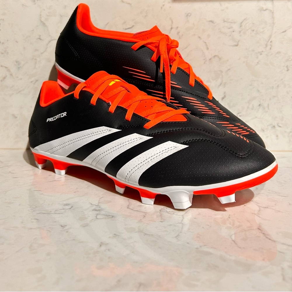 Adidas Predator FG Soccer Cleats Black, White, and Orange Men’s  - 11 US